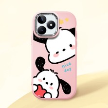 HONTINGA Realme C53 ile Uyumlu Kılıfı Kamera Korumalı Düşüme Önleyici Basitlik Pembe Yumuşak Silikon Telefon Kılıfı Karikatür Desenli K4-0255