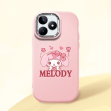 HONTINGA Realme Note 50 ile Uyumlu Kılıfı Kamera Korumalı Düşüme Önleyici Basitlik Pembe Yumuşak Silikon Telefon Kılıfı Melody Desenli K4-0258