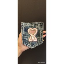 Gönülden Tasarım Zirkon Taşlı Kot A Harfli Arma Dikiş Aplike 14X12 cm