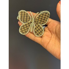 Gönülden Tasarım Ütü Ile Yapışan Ekose Desenli Kelebek Arma 8x7 cm