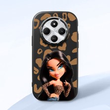 HONTINGA Redmi 14C ile Uyumlu Kılıfı Kamera Korumalı Düşüme Önleyici Basitlik Siyah Yumuşak Silikon Telefon Kılıfı Güzel Kadın Desenli K4-0237