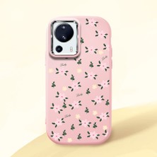 HONTINGA Xiaomi Mi 13 Lite ile Uyumlu Kılıfı Kamera Korumalı Düşüme Önleyici Basitlik Pembe Yumuşak Silikon Telefon Kılıfı Çiçek Desenli K4-0234