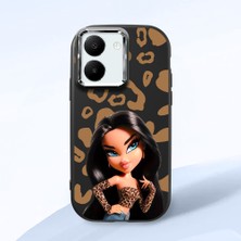 HONTINGA Vivo Y27 ile Uyumlu Kılıfı Kamera Korumalı Düşüme Önleyici Basitlik Siyah Yumuşak Silikon Telefon Kılıfı Güzel Kadın Desenli K4-0237