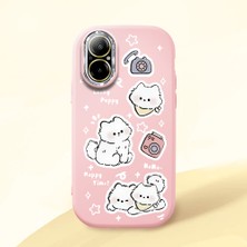 HONTINGA Realme C67 ile Uyumlu Kılıfı Kamera Korumalı Düşüme Önleyici Basitlik Pembe Yumuşak Silikon Telefon Kılıfı Kedi Desenli K4-0254