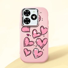 HONTINGA Tecno Spark Go 2024 ile Uyumlu Kılıfı Kamera Korumalı Düşüme Önleyici Basitlik Pembe Yumuşak Silikon Telefon Kılıfı Kalp Desenli K4-0231