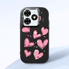 HONTINGA Infinix Smart 8 ile Uyumlu Kılıfı Kamera Korumalı Düşüme Önleyici Basitlik Siyah Yumuşak Silikon Telefon Kılıfı Kalp Desenli K4-0231