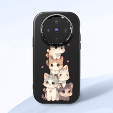 HONTINGA Vivo X300 ile Uyumlu Kılıfı Kamera Korumalı Düşüme Önleyici Basitlik Siyah Yumuşak Silikon Telefon Kılıfı Şirin Kedi Desenli K4-0250