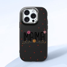 HONTINGA iPhone 15 Pro ile Uyumlu Kılıfı Kamera Korumalı Düşüme Önleyici Basitlik Siyah Yumuşak Silikon Telefon Kılıfı Mama Desenli K4-0241