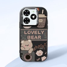 HONTINGA Tecno Spark Go 2024 ile Uyumlu Kılıfı Kamera Korumalı Düşüme Önleyici Basitlik Siyah Yumuşak Silikon Telefon Kılıfı Şirin Ayı Desenli K4-0246