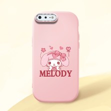HONTINGA iPhone 8 Plus ile Uyumlu Kılıfı Kamera Korumalı Düşüme Önleyici Basitlik Pembe Yumuşak Silikon Telefon Kılıfı Melody Desenli K4-0258