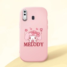 HONTINGA Samsung Galaxy A30 ile Uyumlu Kılıfı Kamera Korumalı Düşüme Önleyici Basitlik Pembe Yumuşak Silikon Telefon Kılıfı Melody Desenli K4-0258