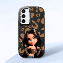 HONTINGA Samsung Galaxy S23 Fe ile Uyumlu Kılıfı Kamera Korumalı Düşüme Önleyici Basitlik Siyah Yumuşak Silikon Telefon Kılıfı Güzel Kadın Desenli K4-0237