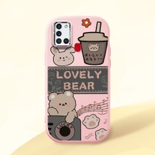 HONTINGA Samsung Galaxy A21S ile Uyumlu Kılıfı Kamera Korumalı Düşüme Önleyici Basitlik Pembe Yumuşak Silikon Telefon Kılıfı Şirin Ayı Desenli K4-0246