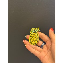 Gönülden Tasarım Zirkon Taş Işleme Ananas Arma Dikiş Aplike 6x3 cm