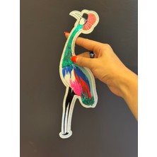 Gönülden Tasarım Pul Payet Işleme  Renkli Filamingo Arma Dikiş Aplike 28X7 cm