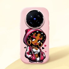 HONTINGA Vivo X200 Pro ile Uyumlu Kılıfı Kamera Korumalı Düşüme Önleyici Basitlik Pembe Yumuşak Silikon Telefon Kılıfı Güzel Kadın Desenli K4-0236