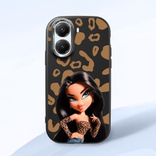 HONTINGA Poco X7 Pro ile Uyumlu Kılıfı Kamera Korumalı Düşüme Önleyici Basitlik Siyah Yumuşak Silikon Telefon Kılıfı Güzel Kadın Desenli K4-0237