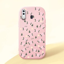 HONTINGA Samsung Galaxy A20 ile Uyumlu Kılıfı Kamera Korumalı Düşüme Önleyici Basitlik Pembe Yumuşak Silikon Telefon Kılıfı Çiçek Desenli K4-0234