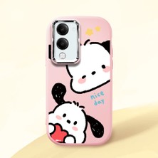 HONTINGA Vivo Y04 ile Uyumlu Kılıfı Kamera Korumalı Düşüme Önleyici Basitlik Pembe Yumuşak Silikon Telefon Kılıfı Karikatür Desenli K4-0255