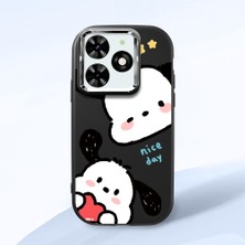 HONTINGA Infinix Smart 8 Pro ile Uyumlu Kılıfı Kamera Korumalı Düşüme Önleyici Basitlik Siyah Yumuşak Silikon Telefon Kılıfı Karikatür Desenli K4-0255