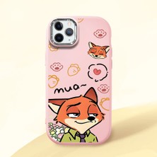 HONTINGA iPhone 11 Pro Max ile Uyumlu Kılıfı Kamera Korumalı Düşüme Önleyici Basitlik Pembe Yumuşak Silikon Telefon Kılıfı Tilki Desenli K4-0257