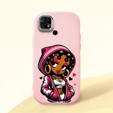 HONTINGA Redmi 10C ile Uyumlu Kılıfı Kamera Korumalı Düşüme Önleyici Basitlik Pembe Yumuşak Silikon Telefon Kılıfı Güzel Kadın Desenli K4-0236