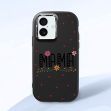 HONTINGA iPhone 16 ile Uyumlu Kılıfı Kamera Korumalı Düşüme Önleyici Basitlik Siyah Yumuşak Silikon Telefon Kılıfı Mama Desenli K4-0241