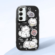 HONTINGA Samsung Galaxy A35 ile Uyumlu Kılıfı Kamera Korumalı Düşüme Önleyici Basitlik Siyah Yumuşak Silikon Telefon Kılıfı Kedi Desenli K4-0254