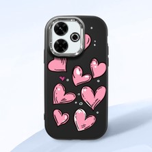 HONTINGA Xiaomi Redmi 13X ile Uyumlu Kılıfı Kamera Korumalı Düşüme Önleyici Basitlik Siyah Yumuşak Silikon Telefon Kılıfı Kalp Desenli K4-0231