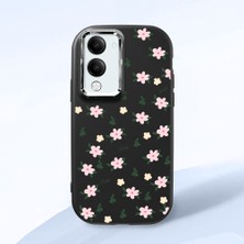 HONTINGA Vivo Y04 ile Uyumlu Kılıfı Kamera Korumalı Düşüme Önleyici Basitlik Siyah Yumuşak Silikon Telefon Kılıfı Çiçek Desenli K4-0234