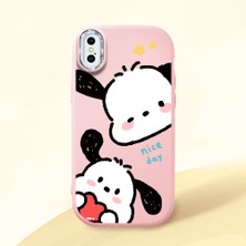 HONTINGA iPhone x ile Uyumlu Kılıfı Kamera Korumalı Düşüme Önleyici Basitlik Pembe Yumuşak Silikon Telefon Kılıfı Karikatür Desenli K4-0255