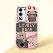 HONTINGA Oppo A5 ile Uyumlu Kılıfı Kamera Korumalı Düşüme Önleyici Basitlik Pembe Yumuşak Silikon Telefon Kılıfı Şirin Ayı Desenli K4-0246