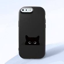 HONTINGA iPhone 7 Plus ile Uyumlu Kılıfı Kamera Korumalı Düşüme Önleyici Basitlik Siyah Yumuşak Silikon Telefon Kılıfı Siyah Kedi Desenli K4-0240