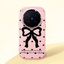 HONTINGA Vivo X300 Pro ile Uyumlu Kılıfı Kamera Korumalı Düşüme Önleyici Basitlik Pembe Yumuşak Silikon Telefon Kılıfı Fiyonk Desenli K4-0229