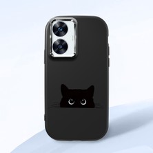 HONTINGA Realme C55 ile Uyumlu Kılıfı Kamera Korumalı Düşüme Önleyici Basitlik Siyah Yumuşak Silikon Telefon Kılıfı Siyah Kedi Desenli K4-0240