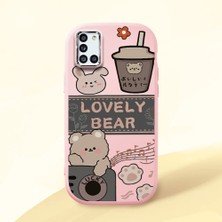 HONTINGA Samsung Galaxy A31 ile Uyumlu Kılıfı Kamera Korumalı Düşüme Önleyici Basitlik Pembe Yumuşak Silikon Telefon Kılıfı Şirin Ayı Desenli K4-0246