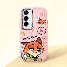 HONTINGA Samsung Galaxy S25 Plus ile Uyumlu Kılıfı Kamera Korumalı Düşüme Önleyici Basitlik Pembe Yumuşak Silikon Telefon Kılıfı Tilki Desenli K4-0257