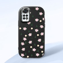 HONTINGA Redmi Note 11S ile Uyumlu Kılıfı Kamera Korumalı Düşüme Önleyici Basitlik Siyah Yumuşak Silikon Telefon Kılıfı Çiçek Desenli K4-0234