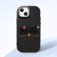 HONTINGA iPhone 15 Plus ile Uyumlu Kılıfı Kamera Korumalı Düşüme Önleyici Basitlik Siyah Yumuşak Silikon Telefon Kılıfı Mama Desenli K4-0241
