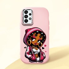 HONTINGA Samsung Galaxy A73 ile Uyumlu Kılıfı Kamera Korumalı Düşüme Önleyici Basitlik Pembe Yumuşak Silikon Telefon Kılıfı Güzel Kadın Desenli K4-0236