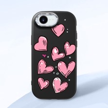 HONTINGA iPhone 16E ile Uyumlu Kılıfı Kamera Korumalı Düşüme Önleyici Basitlik Siyah Yumuşak Silikon Telefon Kılıfı Kalp Desenli K4-0231