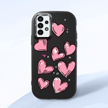 HONTINGA Samsung Galaxy A13 ile Uyumlu Kılıfı Kamera Korumalı Düşüme Önleyici Basitlik Siyah Yumuşak Silikon Telefon Kılıfı Kalp Desenli K4-0231