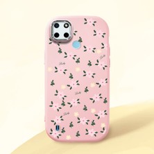 HONTINGA Realme C21Y ile Uyumlu Kılıfı Kamera Korumalı Düşüme Önleyici Basitlik Pembe Yumuşak Silikon Telefon Kılıfı Çiçek Desenli K4-0234