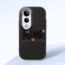 HONTINGA Vivo V50 Lite ile Uyumlu Kılıfı Kamera Korumalı Düşüme Önleyici Basitlik Siyah Yumuşak Silikon Telefon Kılıfı Mama Desenli K4-0241