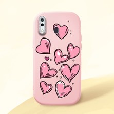 HONTINGA Samsung Galaxy A30 ile Uyumlu Kılıfı Kamera Korumalı Düşüme Önleyici Basitlik Pembe Yumuşak Silikon Telefon Kılıfı Kalp Desenli K4-0231