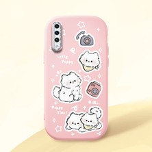 HONTINGA Samsung Galaxy A50S ile Uyumlu Kılıfı Kamera Korumalı Düşüme Önleyici Basitlik Pembe Yumuşak Silikon Telefon Kılıfı Kedi Desenli K4-0254