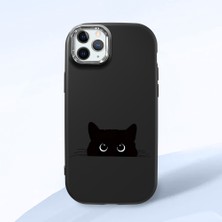 HONTINGA iPhone 11 Pro ile Uyumlu Kılıfı Kamera Korumalı Düşüme Önleyici Basitlik Siyah Yumuşak Silikon Telefon Kılıfı Siyah Kedi Desenli K4-0240