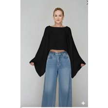 Este Woman Müslin Kumaş%100 Pamuklu Yarasa Kol Bluz