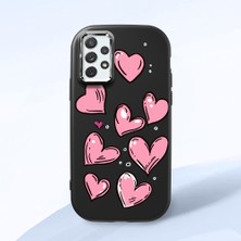 HONTINGA Samsung Galaxy A72 ile Uyumlu Kılıfı Kamera Korumalı Düşüme Önleyici Basitlik Siyah Yumuşak Silikon Telefon Kılıfı Kalp Desenli K4-0231