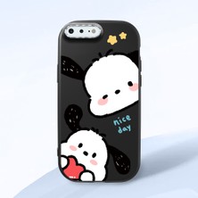 HONTINGA iPhone 8 Plus ile Uyumlu Kılıfı Kamera Korumalı Düşüme Önleyici Basitlik Siyah Yumuşak Silikon Telefon Kılıfı Karikatür Desenli K4-0255